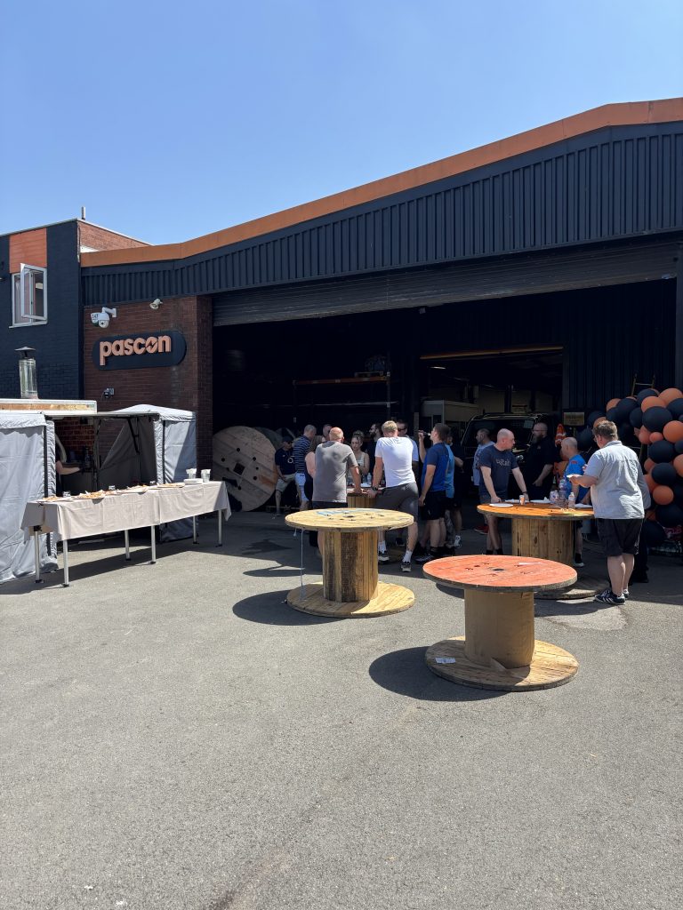 Wood-fired pizza buffet for staff at Pascon Ltd's corporate event in Aldridge